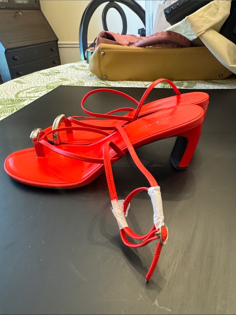 Tory Burch Red Strappy Toe-Ring Sandals - Picture 3 of 4